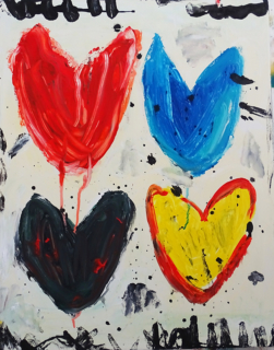 Four Hearts, 2020, Acryl auf Leinwand, acrylic on canvas, 50 x 40 cm, 19,69 x 15,74 inches